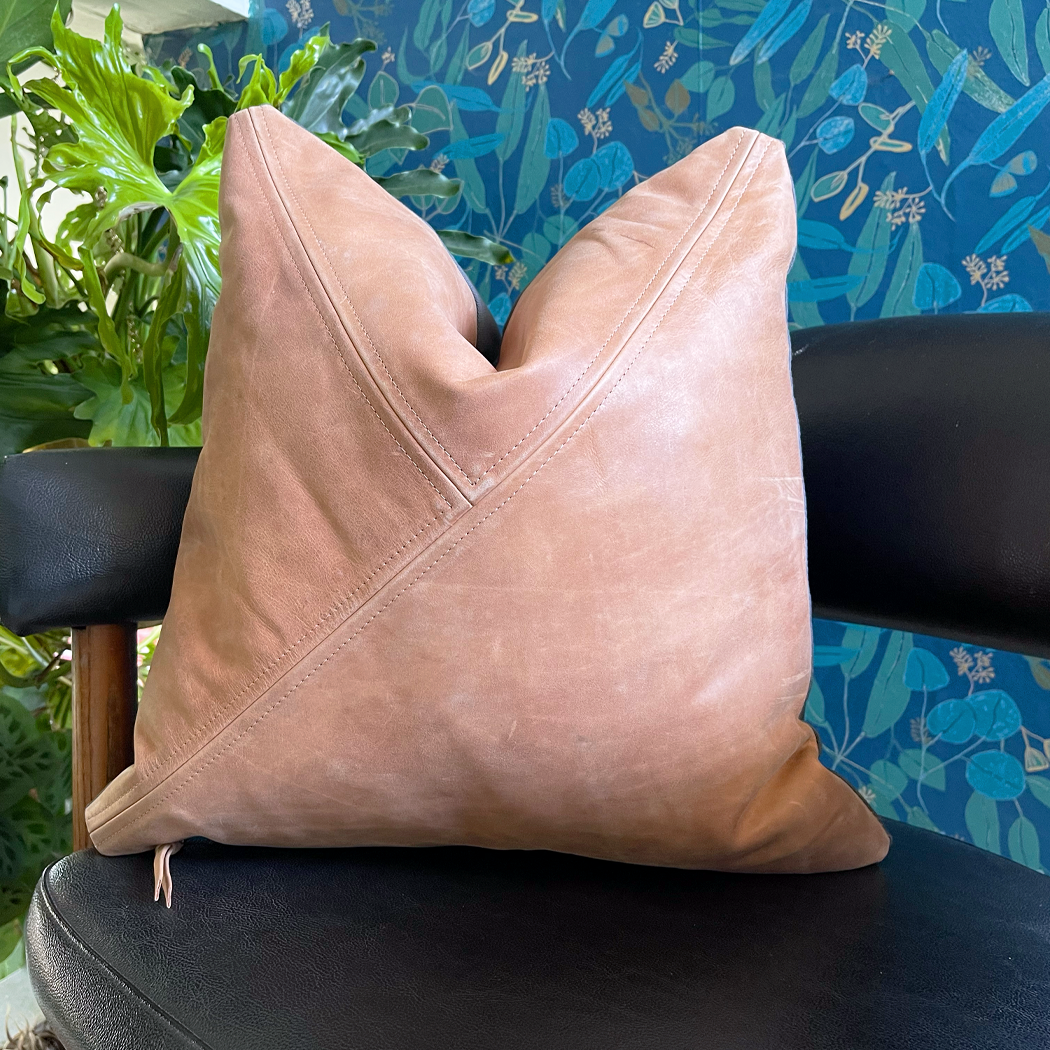 Handcrafted Genuine Leather Accent Pillow | 18" Leather Throw Pillow