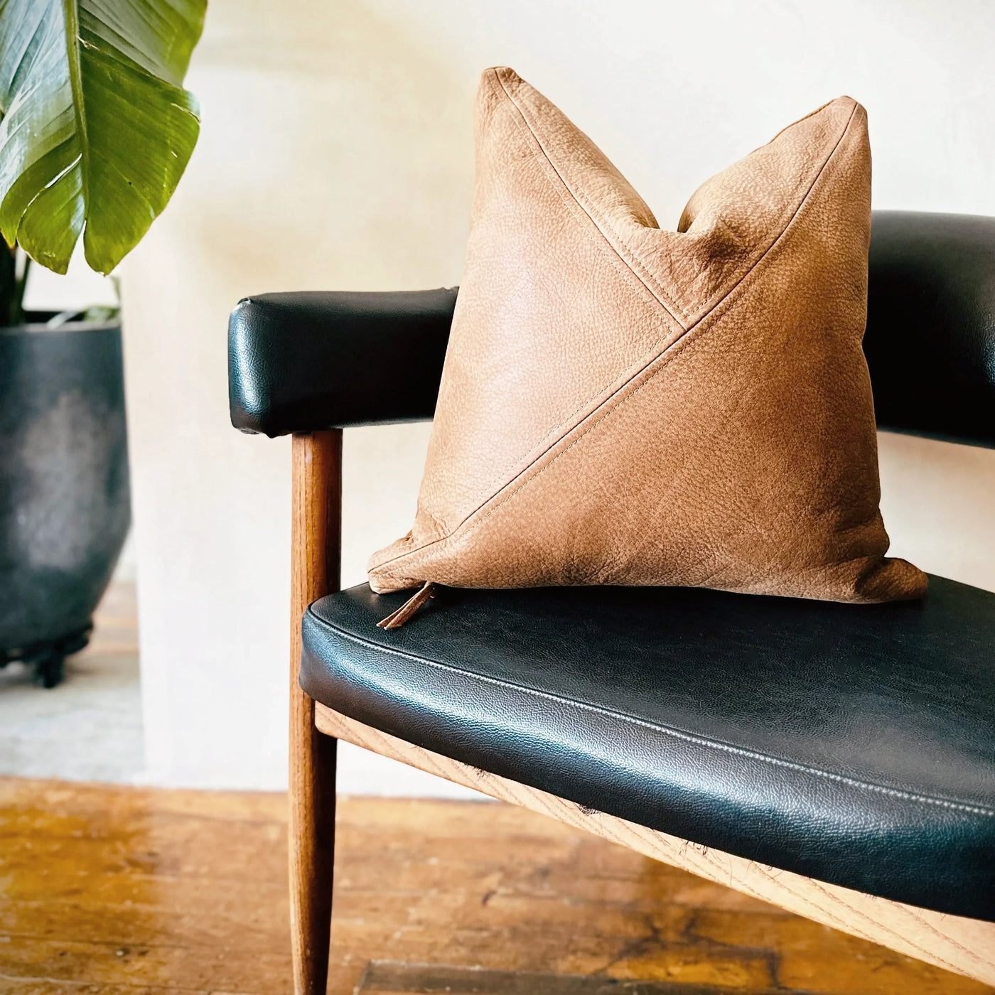 Handcrafted Genuine Leather Accent Pillow | 18" Leather Throw Pillow