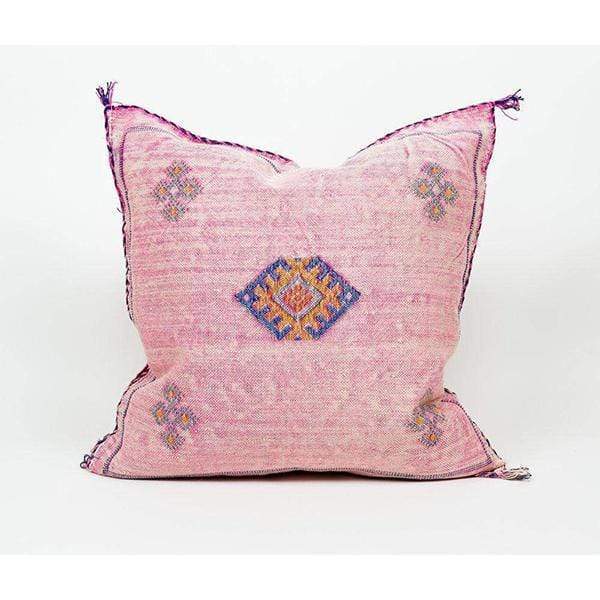 Cactus silk pillow, sabra pillow, handwoven Moroccan throw pillow, decorative pillow, boho pillow, square store pillow, Berber pillow pink