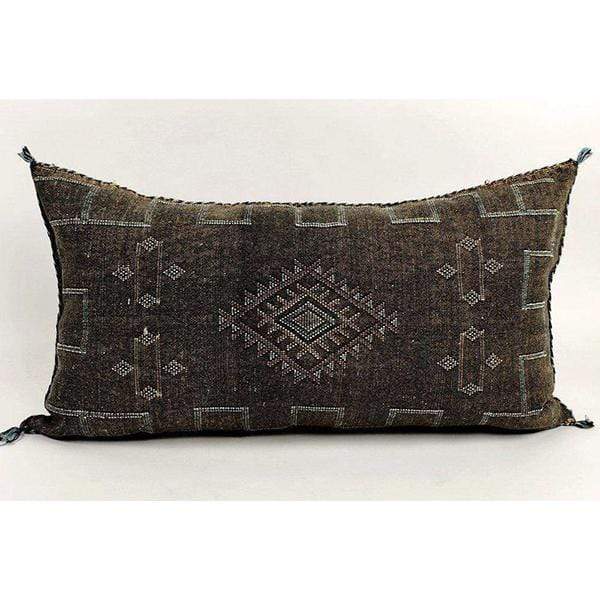 ZAP Decorative Black Throw Pillow With Hand Sewn Patterns